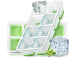 Formas Grandes De Gelo Com Tampa - Quadradas De Silicone - Bpa Livre - Para Coquetéis (2 Unidades Verde)