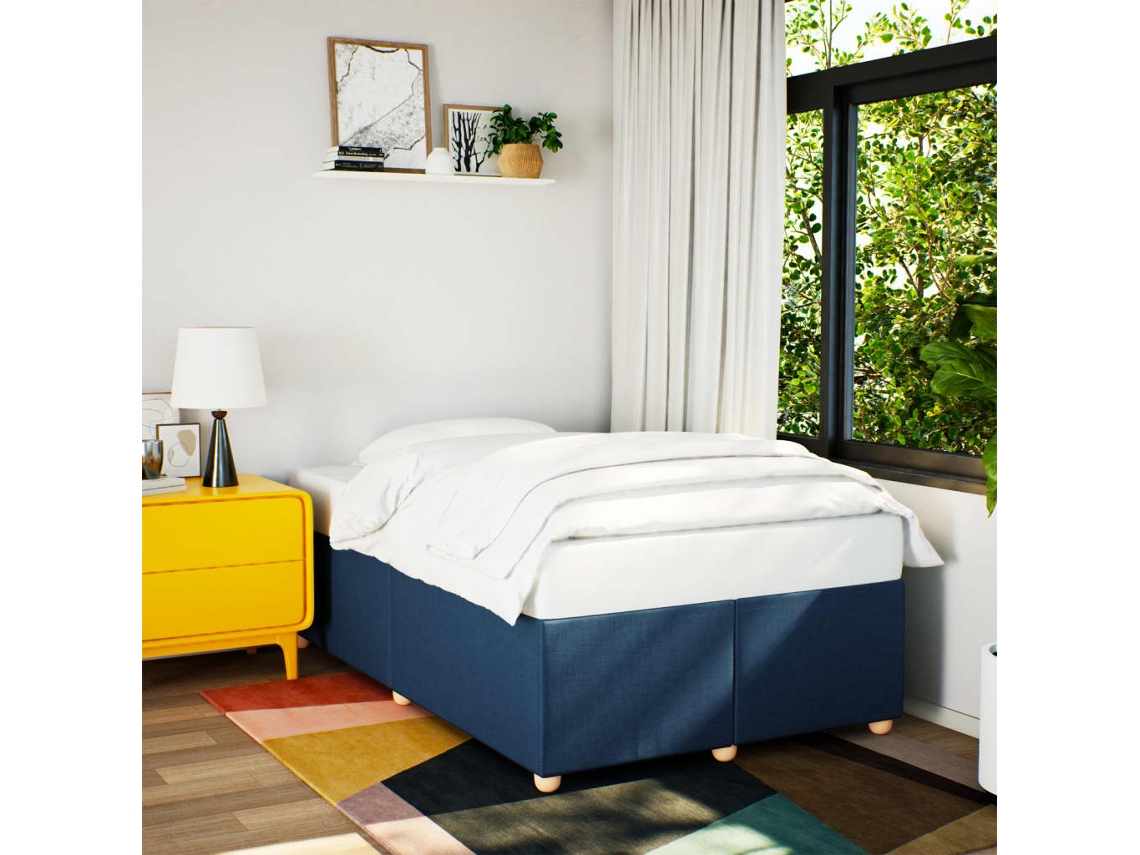 Vidaxl Estrutura De Cama Sem Colchão 120x190 Cm Tecido Azul