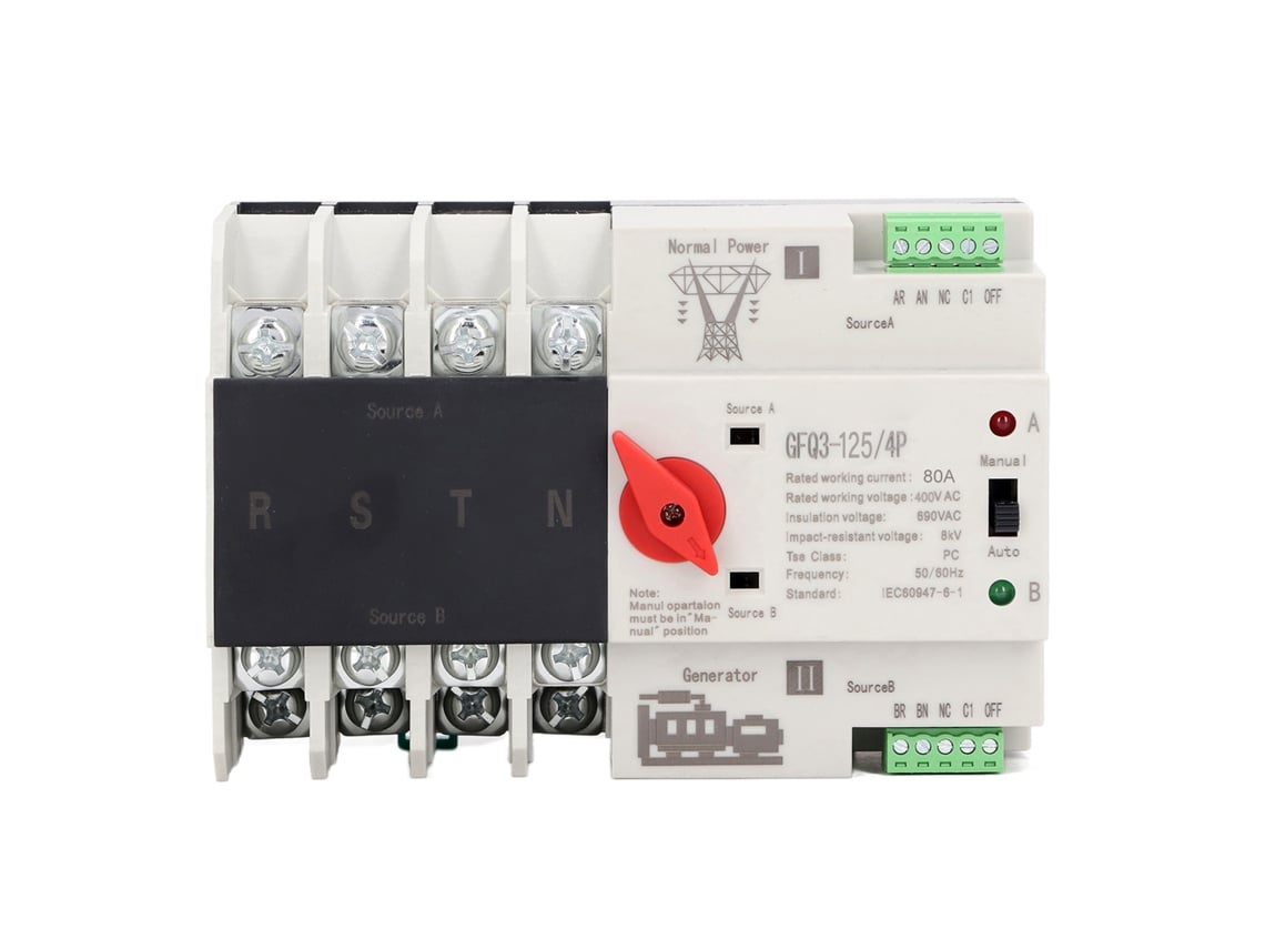 Interruptor de Transferência Automática YURU 4p, Ac400v, 80a