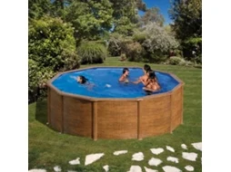 Piscina Elevada Imitação Madeira GRE Sicilia Circular 460x120
