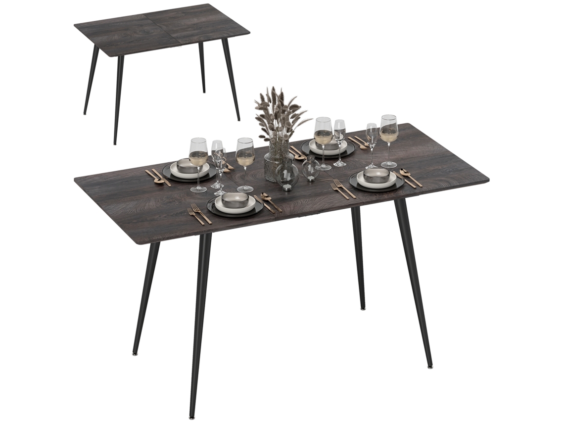 Mesa de Jantar Extensível para 6 a 8 Pessoas,com Pés de Aço,Expansível BTFORUS