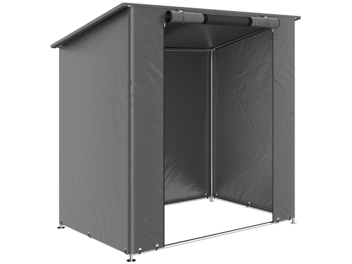 Garagem De Lona Impermeável 1,9x1,2 M, Tenda Com Porta De Zíper E Janela De Ventilação, Cinza Escuro.
