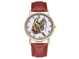 Relógio de quartzo casual unissex com pulseira de couro PU marrom para homens e mulheres.