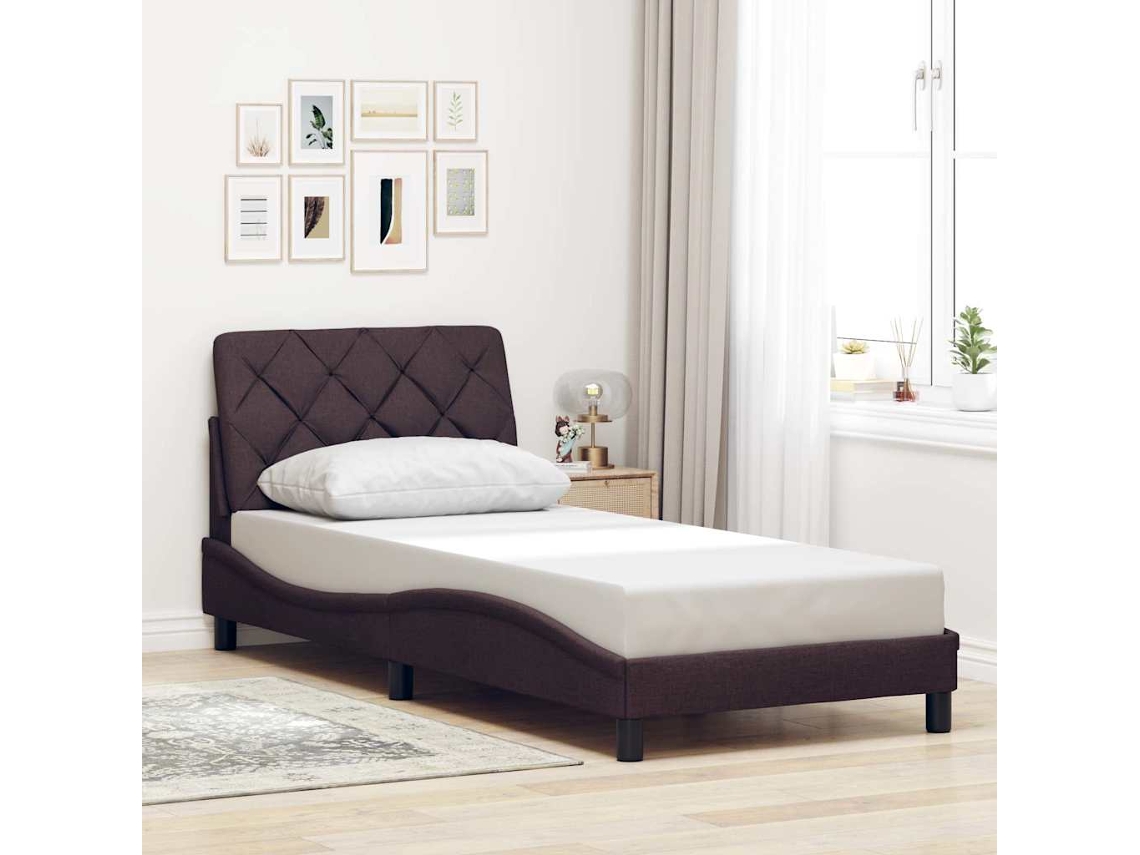 Vidaxl Estrutura De Cama Sem Colchão 90x200 Cm Tecido Castanho-escuro