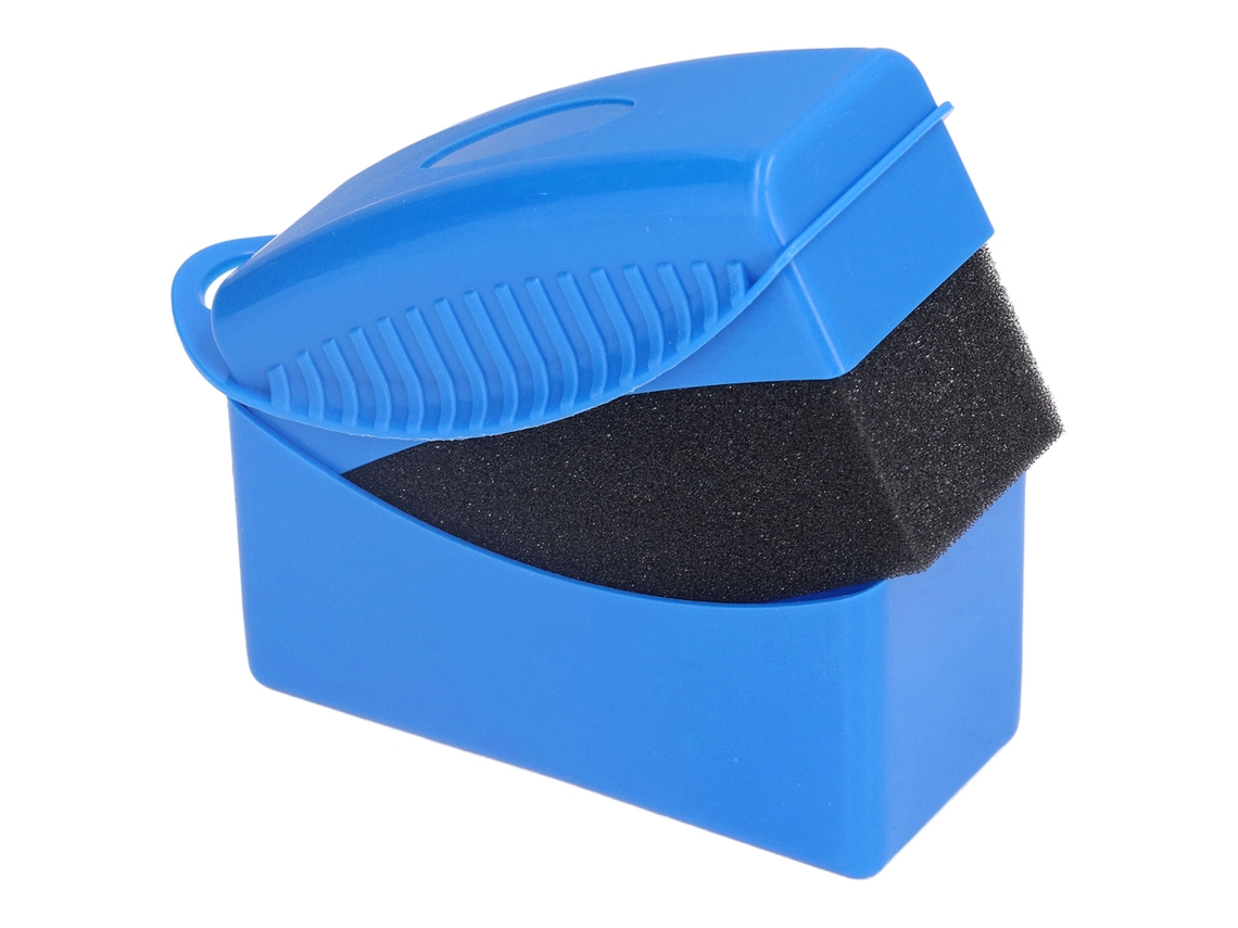 Aplicador de esponja para limpeza, polimento e aplicação de cera em pneus e rodas de carro (azul).