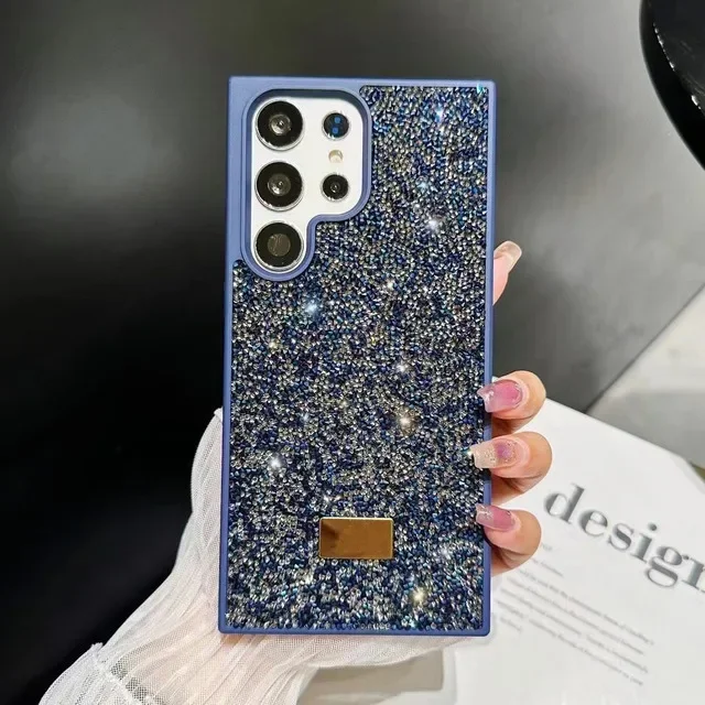 (azul Escuro, Galaxy S24) Capa De Celular Luxuosa Com Diamantes Brilhantes, Proteção Completa, Resistente A Choques E Quedas.