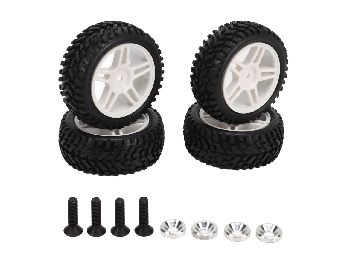 4 Pneus De Carro Rc Em Escala 1/16 Brancos Para Carro Controle Remoto 1:16 Axi31594w