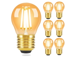 Nettlife Pack 6 Lâmpadas De Filamento Led E27: Lâmpada G45 Vintage, Lâmpada Edison Retro, Lâmpadas Brancas Quentes 2700k 4 W