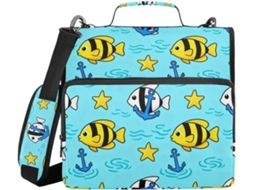 File Organizer 3 Argolas Blue Fish Anchors Ocean With Alça Ombro E Mão, À Prova D Água, Organizador De