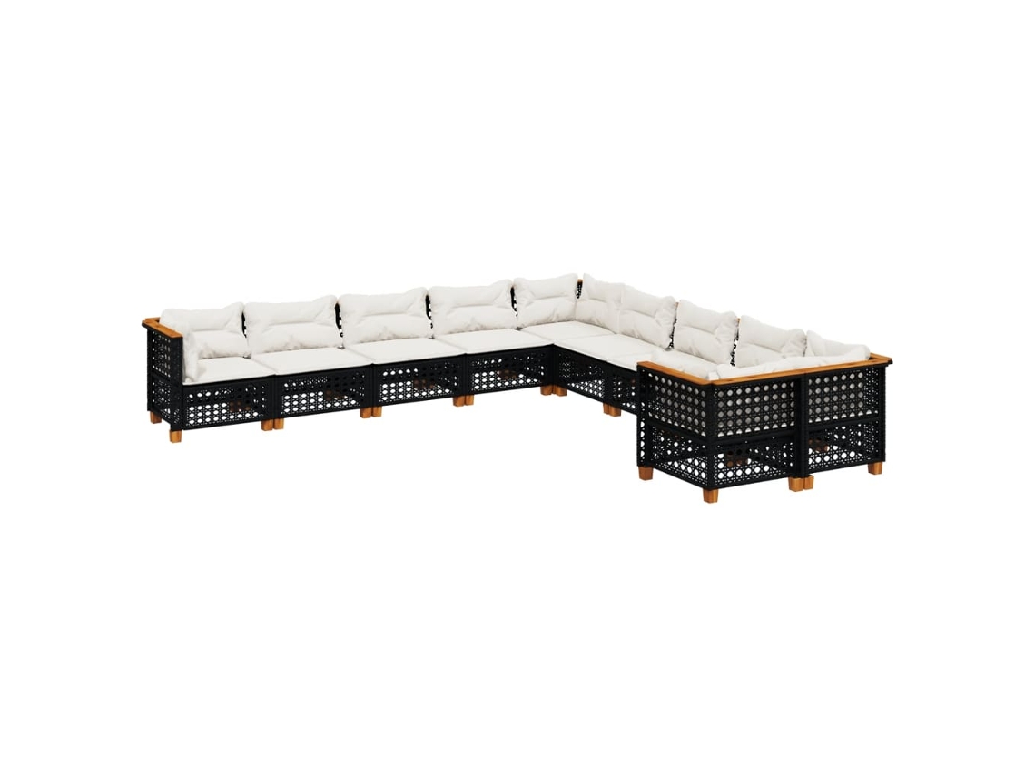 Maison Exclusive - 10 Pcs Conjunto Sofás De Jardim C/ Almofadões Vime Pe Preto