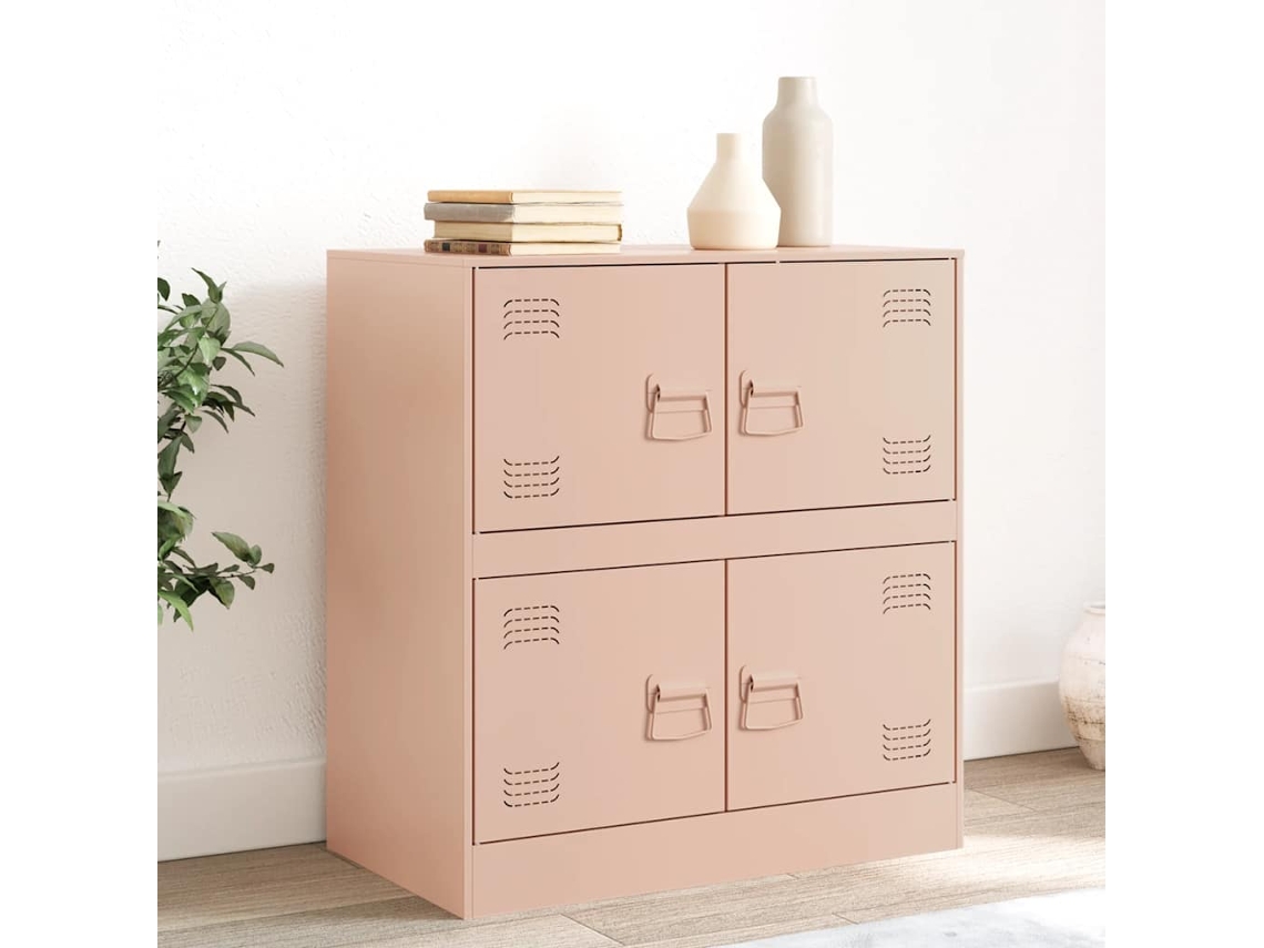 Vidaxl Aparador 67x39x73 Cm Aço Rosa