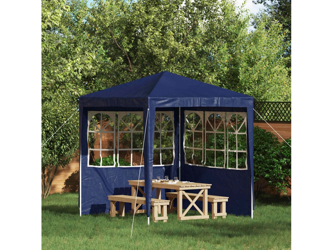 Vidaxl Lateral De Tenda Para Festa 2 Pcs 200 X 195 Cm Azul Pe E Aço