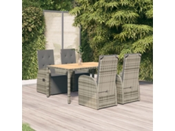 Conjunto 5 Peças Jantar P/ Jardim C/ Almofadões Vime Pe Cinza Dkd Home Decor