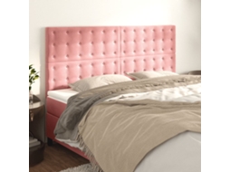 Cabecero de terciopelo de 4 piezas 80x5x78/88 cm rosa