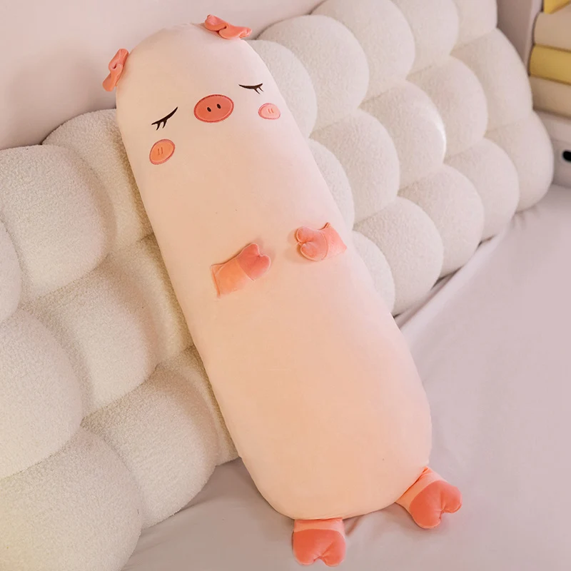 Almofada Longa para Sofá com Suporte Lombar em Formato de Porco, Gato Ou Capivara para Adultos MDUG (porco Rosa 75cm)