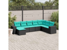 Vidaxl Conjunto De Sofá De Jardim Com 8 Peças E Almofadas Em Rattan Sintético Preto