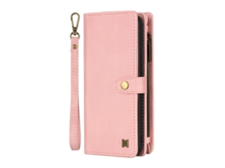 Capa Multifuncional De Couro Para Iphone 16 Pro Max, Rosa, Capa Magnética Com Porta-cartões