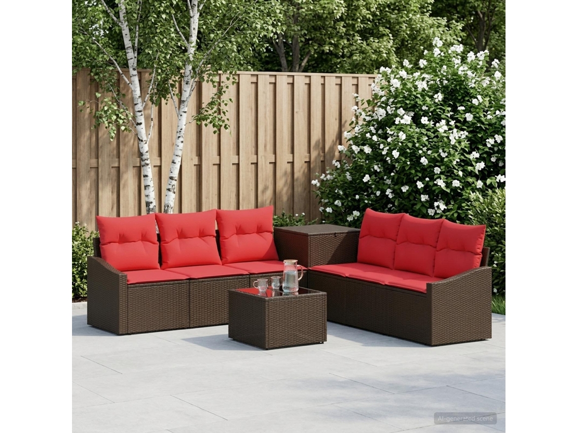 Vidaxl Conjunto De Sofás 8 Unid. Marrom E Vermelho