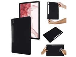 Capa Para Tablet Samsung Galaxy Tab S8/tab S7/tab S7 Fe, Em Silicone Líquido De Cor Pura, Resistente A Impactos E Com Cobertura Total.preto Ushion