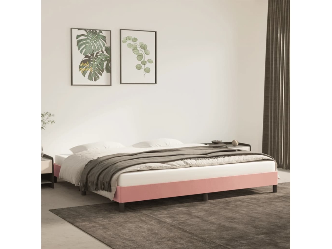 Vidaxl Estrutura De Cama 200x200 Cm Veludo Rosa