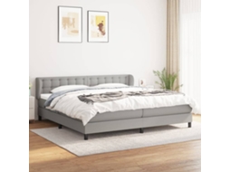 Vidaxl Cama Com Molas/colchão 200x200 Cm Tecido Cinza-claro