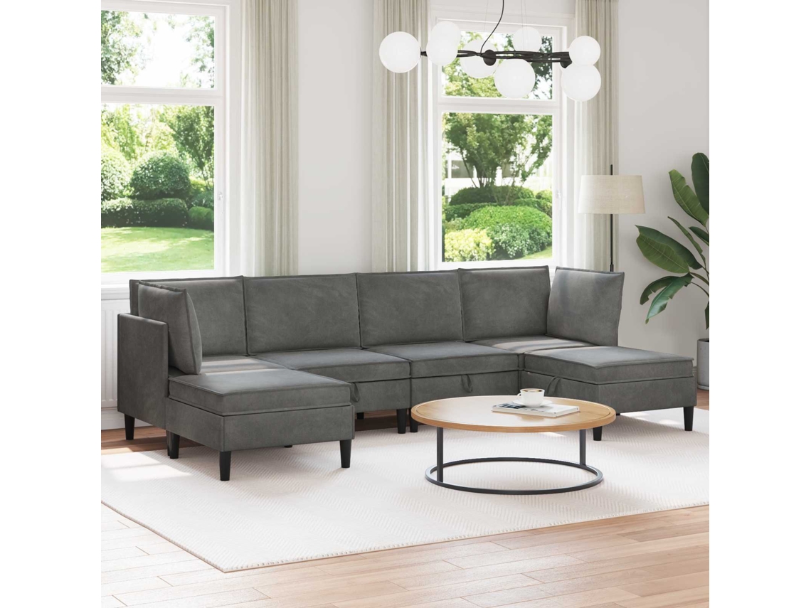 Vidaxl Conjunto De Móveis Para Sala De Estar 6 Unid. Cinzento-escuro