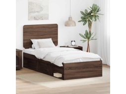 Vidaxl Estrutura Da Cama Com Cabeceira Carvalho Marrom 90 X 190 Cm