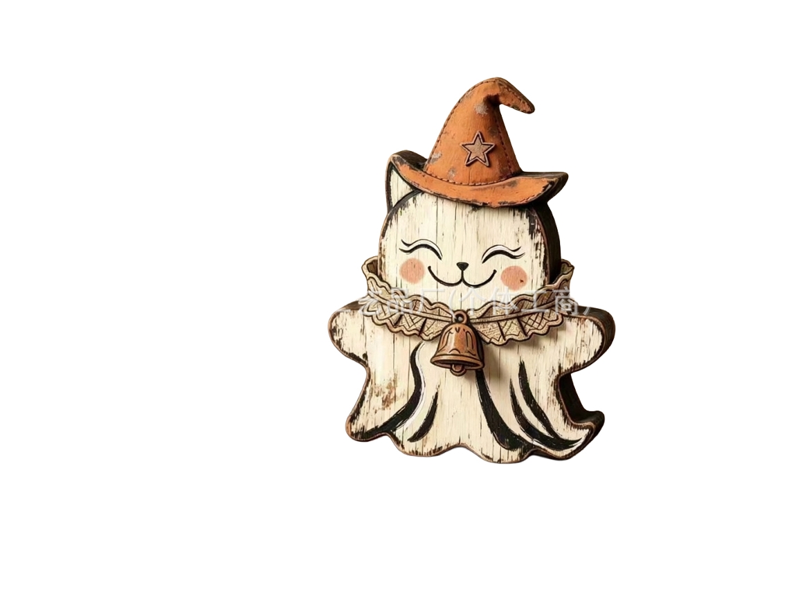 Laxiscreed - Bandeja Decorativa De Halloween Em Madeira Com Fantasma, Gato Preto, Abóbora E Coruja Para Casa E Vitrines