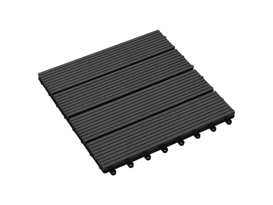 Vidaxl Telha De Deck 11 Unid. Preto 30 X 30 Cm Wpc