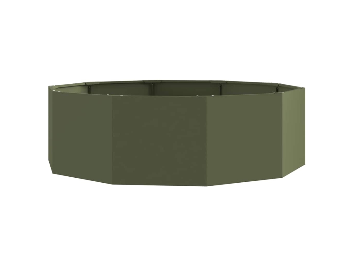 Conjunto 1 Vaso De Jardim Vidaxl Verde-azeitona Aço (120 X 120 X 35 Cm)
