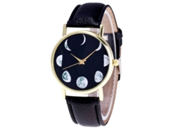 Reloj De Cuarzo Con Correa De Cuero Pu Para Parejas, Dial Casual Y Simple (negro)
