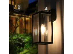 Luz de Parede Nova Line exterior com sensor de luz ambiente anti roxo vidro transparente preto mate