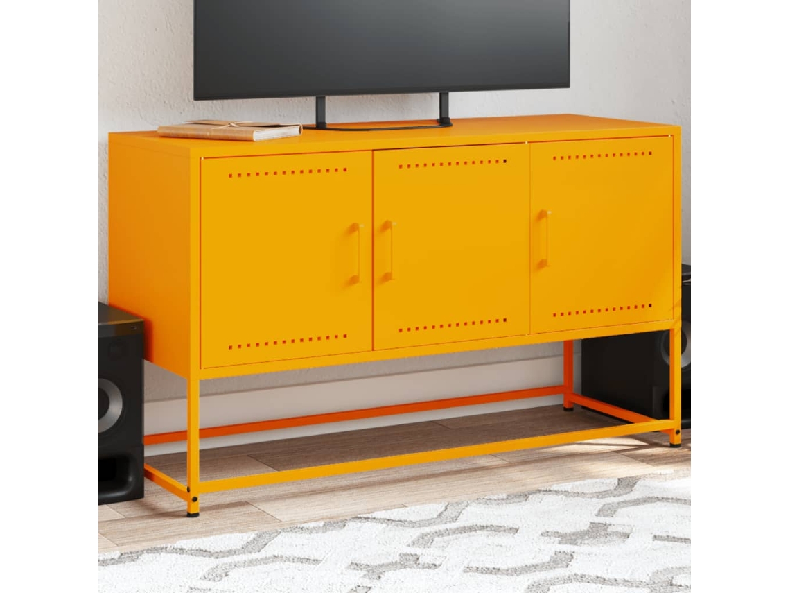 Vidaxl Móvel de Tv 100,5x39x60,5 Cm Aço Amarelo Mostarda