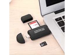 Leitor De Cartões Tf Usb 3.0 Type C Multifuncional Universal Para 3 Em 1 Luz Dourada