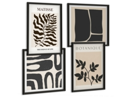 Composição De Quadros Gráficos Estilosos Natureza Abstração Espelharte (4 Peças)