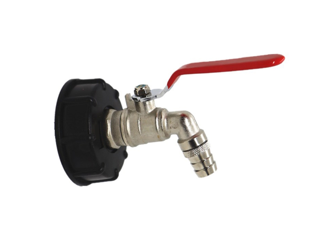 Adaptador De Válvula De Tanque De Água Latão Rosca S60x6 Para G3/4in Com Manopla Vermelha
