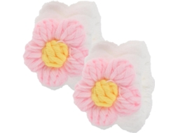 Conjunto De 2 Pulseiras Florais Para Limpeza Facial, Em Tecido Atoalhado Coral.