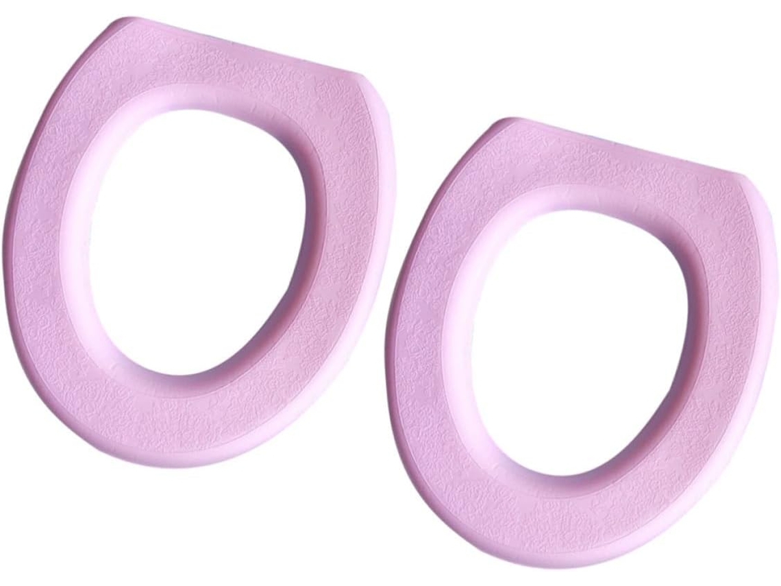 Conjunto De 2 Capas De Assento Sanitário Em Eva Grosso Rosa.