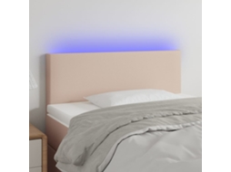 Vidaxl Cabeceira Cama C/ Led Couro Artificial 80x5x78/88 Cm Cappuccino