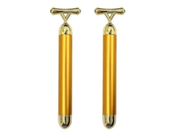 Conjunto de Massageadores Faciais Elétricos Golden 3d com Rolos e Massageador Facial em Formato T. GOKOCO