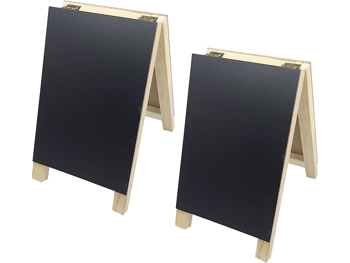 Quadro-negro Móvel Prático De Dupla Face Com Mecanismo De Dobragem Rápida E Textura De Madeira, Ideal Para O Ensino.
