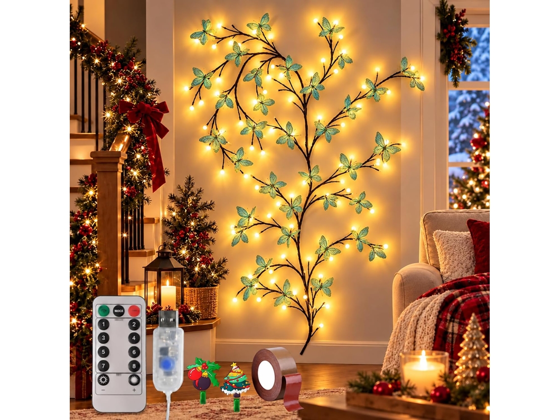 Luzes De Fada Com Borboletas E Ramos De Salgueiro, Led Usb