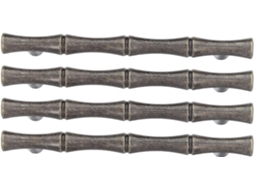 Conjunto De 4 Puxadores Bambu Para Armários E Gavetas Cozinha, Em Liga De Zinco, 12, 30x 2, 50x 1, 05cm, Com Design