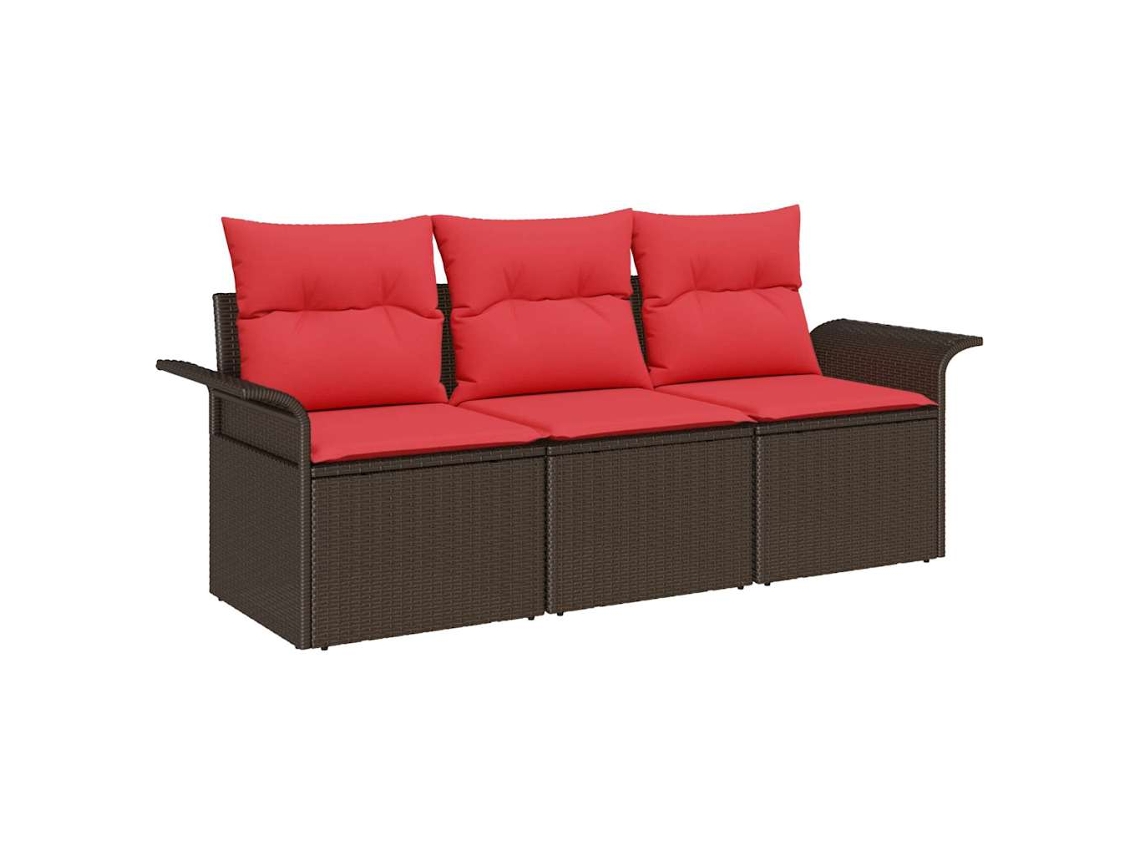 Maison Exclusive - Conjunto De Sofás Com Almofada 3 Pcs Marrom E Vermelho Vime Pe