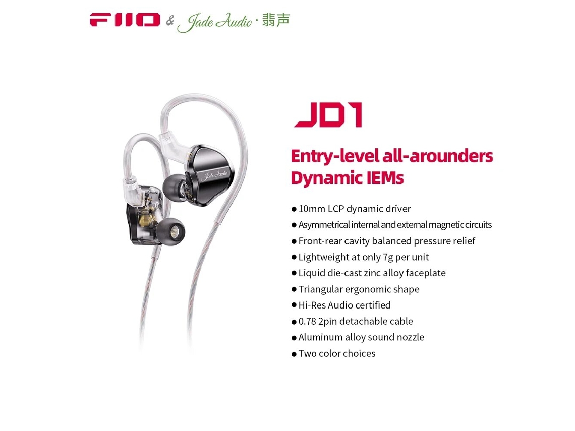 Auscultador Fiio Jadeaudio Jd1 Com Controlador Dinâmico De Alto Desempenho, Estéreo Hi-Fi De Baixo, Intra-Auricular, Monitor Desportivo, Para Jogos, Com Microf