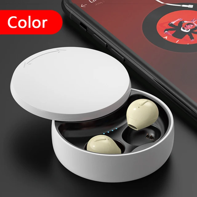 Fones de Ouvido Bluetooth Invisíveis e Sem Fio, Tampões de Ouvido Impermeáveis para Dormir, com Microfones Duplos MDUG (marrom Claro)
