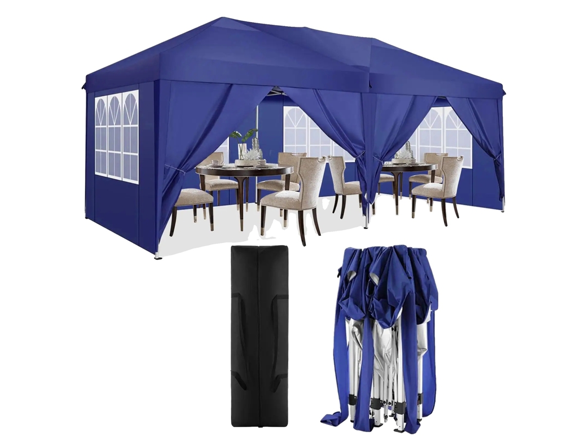 Gazebo, Tecido Resistente Às Intempéries, Montagem Fácil, Azul Marinho