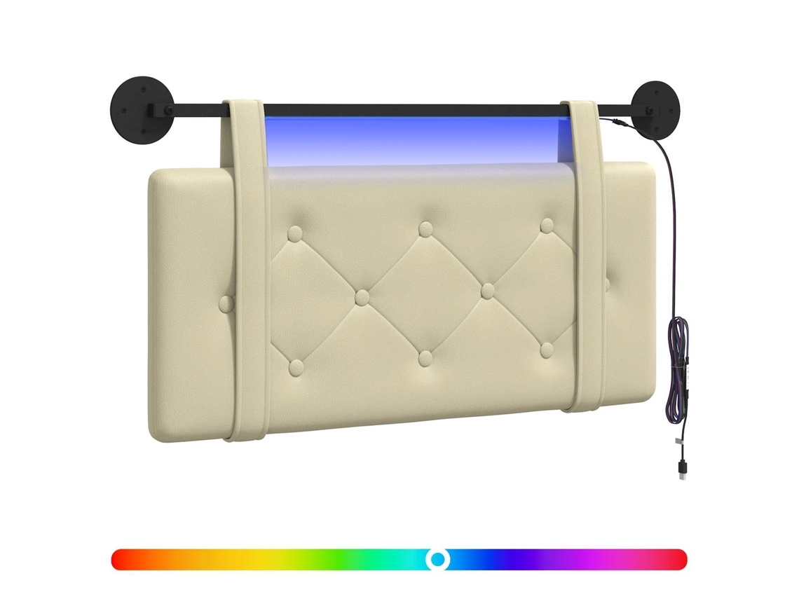 Cabeceira Suspensa com Luz Led Creme Couro Sintético MAISON EXCLUSIVE