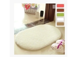 Tapete de Porta oval antiderrapante peludo absorvente para banheiro cozinha quarto bege 40x60cm