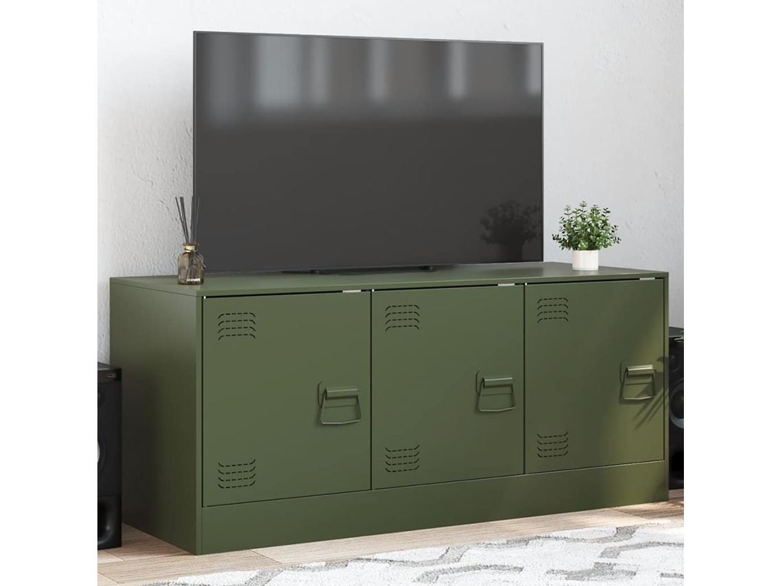 Vidaxl Móvel De Tv 99x39x44 Aço Verde Azeitona